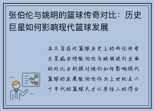 张伯伦与姚明的篮球传奇对比:历史巨星如何影响现代篮球发展